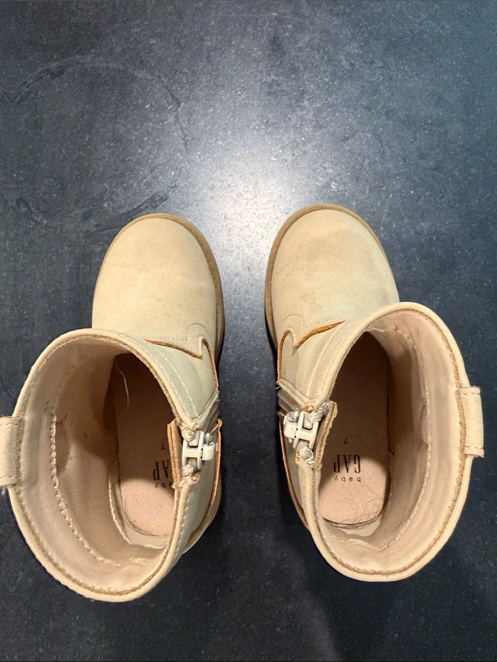 GAP Kids Tan Suede-Look Zip Booties
